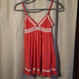 Victoria’s Secret Pink Coral Lace Trim Babydoll Slip Dress Size XS